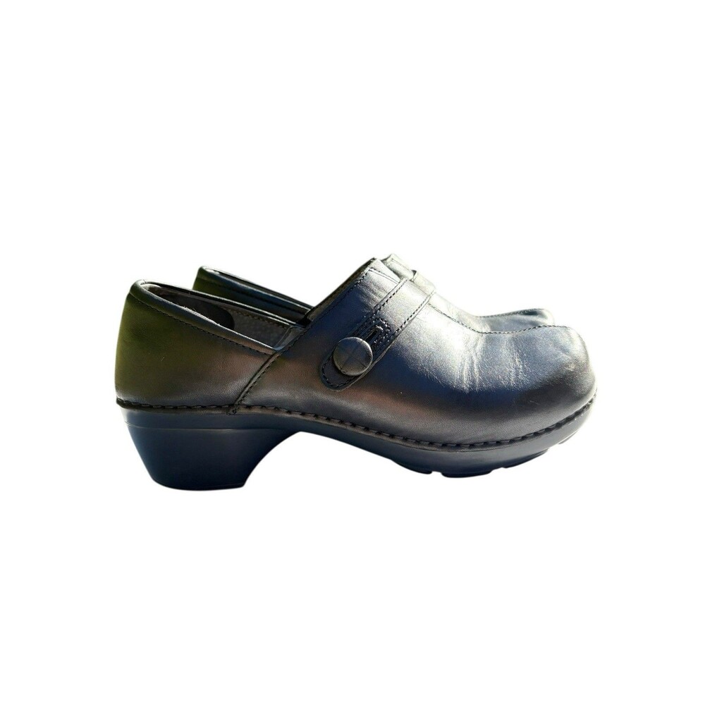 Dansko Solstice Black Leather Clogs Women’s 39 US 8.5 Slip On Comfort Shoes